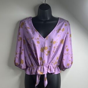 Sienna Sky Purple and Gold Floral Blouse